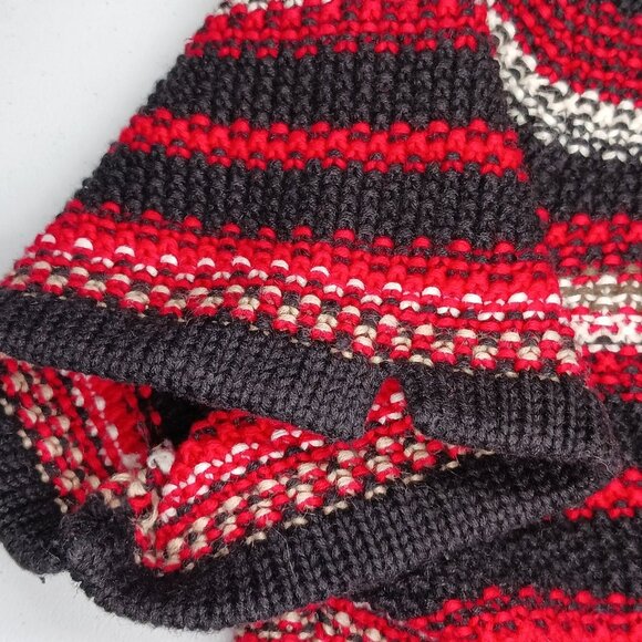 VTG Crazy Horse by Liz Claiborne Womens S Chunky Knit Sweater Top Red Black Tan - Picture 13 of 14